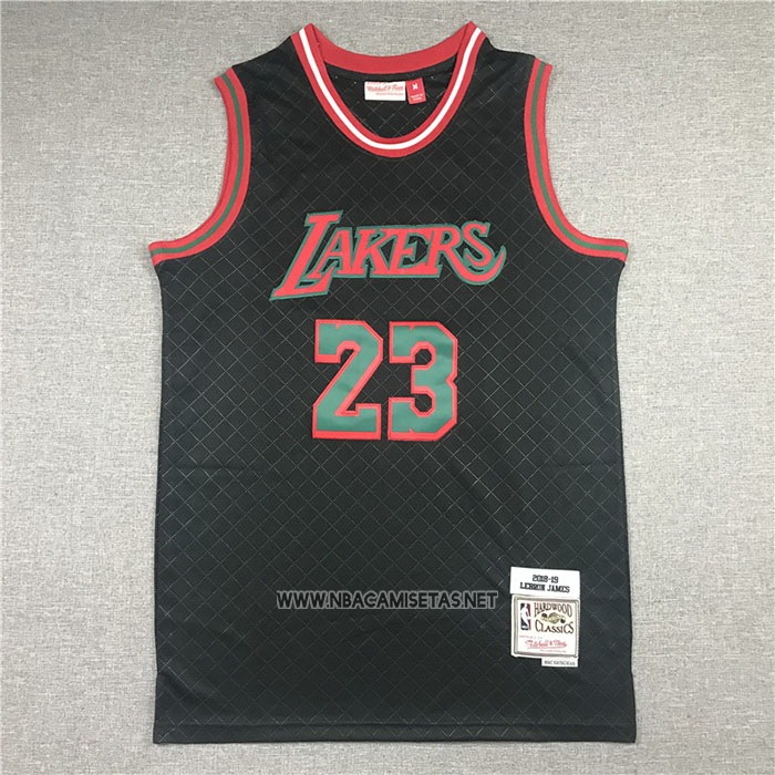 Camiseta Los Angeles Lakers Lebron James NO 23 Mitchell & Ness 2018-19 Negro